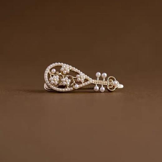 【琵琶发夹】敦煌福泽小众温柔古风发夹 新中式仙气刘海夹镂空珍珠碎发卡子侧边鸭嘴夹头饰 商品图8