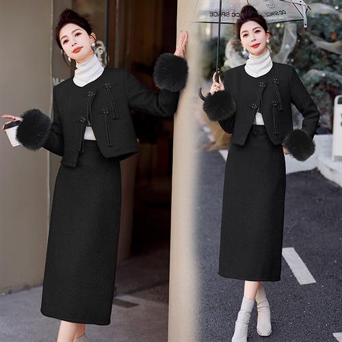 小香气质时尚保暖加棉，套装袖毛可脱卸HR-LMJY8819 商品图3