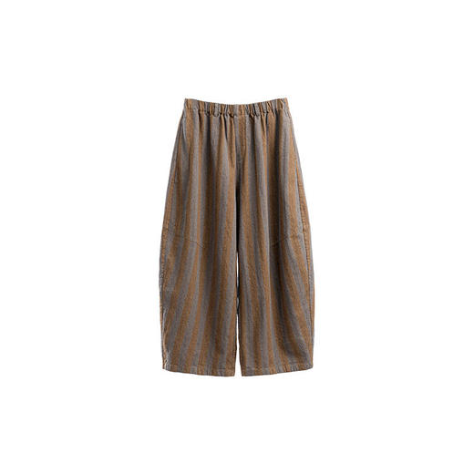 绽放032朵/棉麻色织鱼骨纹廓形感长裤复古文艺松弛感休闲裤弯刀裤 商品图4