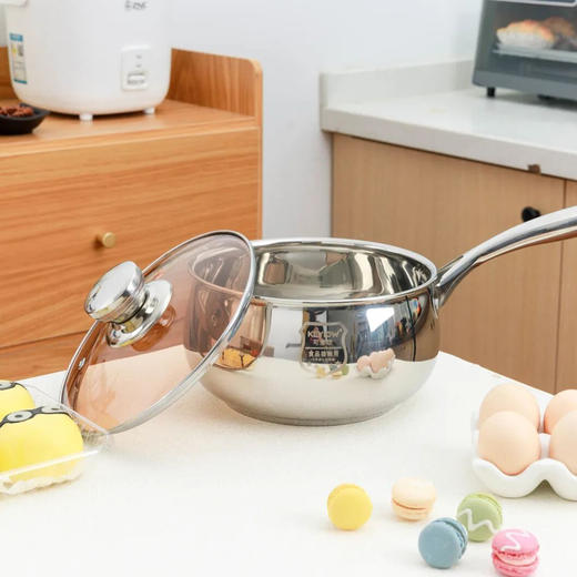 KEYIOW大肚奶锅 ，食品级不锈钢材质，五层加厚一体成型锅体，可视锅盖，厚锅底、薄侧壁设计 商品图2