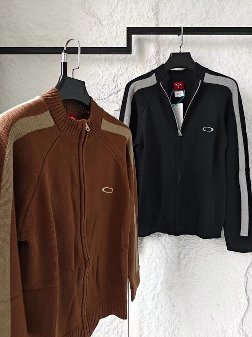 D123026刺绣标识古着色织拼接拉链针织毛衣外套男女同款 商品图2