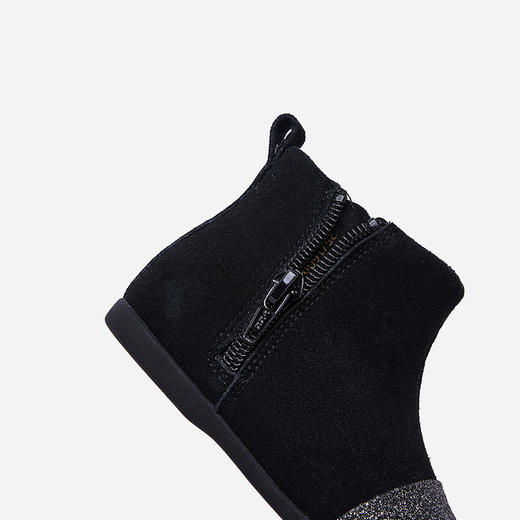 春节不打烊-西班牙LITTLE WINKAA优雅简约绒皮黑色绒面闪粉鞋头侧拉链冬款公主短靴 商品图5