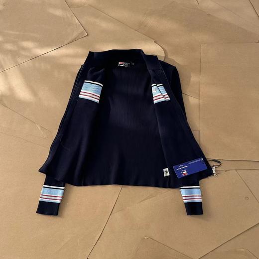 D123018秋冬季新款女子修身拼色拉链开衫外套编织衫毛衣 商品图2