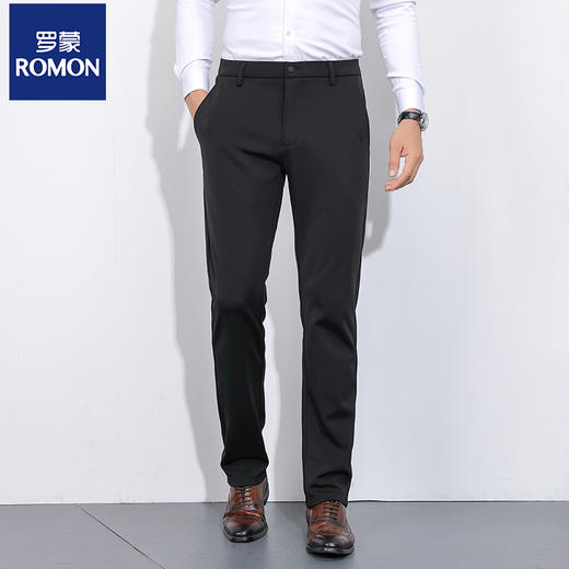 【加绒加厚 挺括质感 立体裁剪不臃肿】罗蒙直筒高腰抗皱商务休闲西裤 商品图4