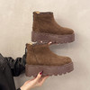 秋冬新款小个子增高马丁靴女舒适百搭后拉链加绒保暖厚底短靴棉靴 商品缩略图1