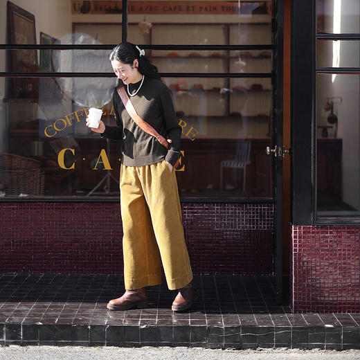 绽放022朵/粗条纯棉灯芯绒帅气阔腿长裤复古百搭直筒加厚休闲裤女 商品图3