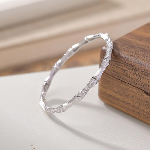 【节节高升】S925银镀金竹节拉丝手镯【CW-SZ02062】 商品图2