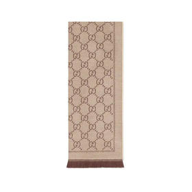 【四】GUCCI 古驰 女士GG提花图案羊毛针织围巾 混色 133483 3G200 2764