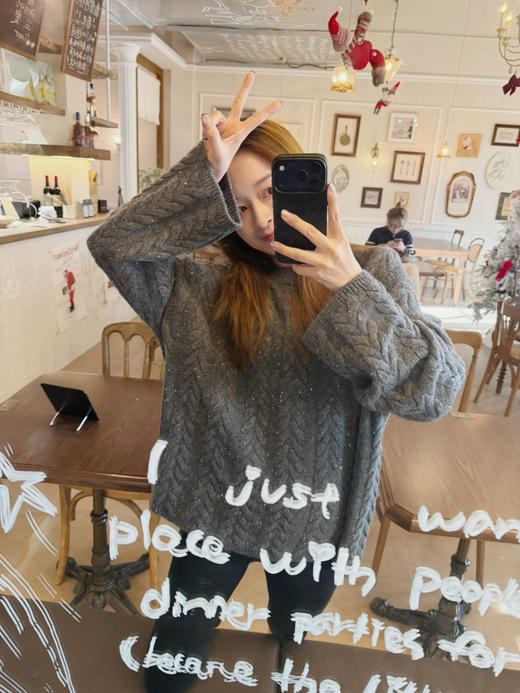 2512502    cariaggi 亮片麻花 宽松毛衣 羊绒羊毛 商品图6