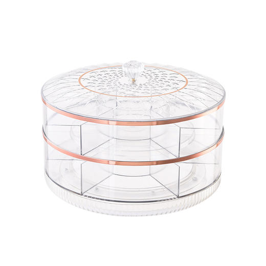 旋转果盘家用客厅茶几干果盘糖果盒网红爆款零食摆放盘分格收纳盒 商品图3