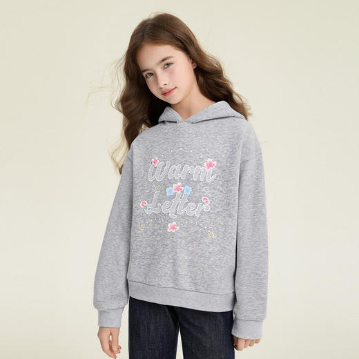 笛莎Deesha 童装女童卫衣2026春新款甜美宽松连帽卫衣 商品图1