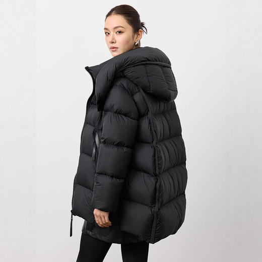 丁摩90白鸭绒2025冬新款连帽宽松茧型云朵泡芙羽绒服女中长款显瘦加厚ALW2508 商品图2