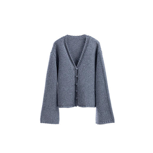 绽放067朵/100%美利奴羊毛衫重磅粗针设计感开襟毛针织衫新款开衫 商品图4