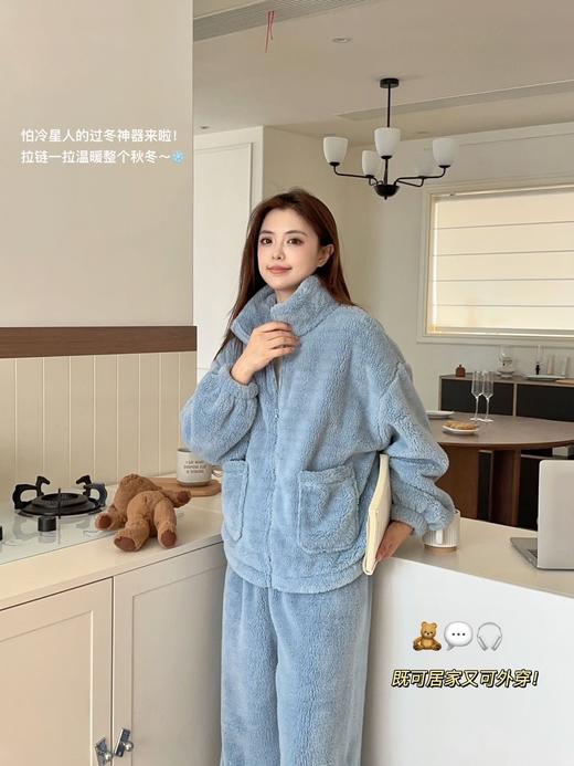 云朵绒拉链款套装家居服（男女同款）（爆单 ，3-5天发货）| 细腻软糥，上身轻盈保暖，穿脱方便！ 商品图3
