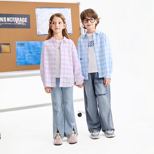 男女童翻领长袖上衣春季新款安奈儿童装EM611590 商品图3