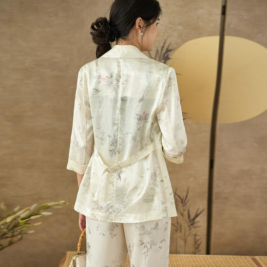 剩S/M 米思阳 夏季新款提花醋酸新中式西装一粒扣百搭七分袖上衣2689 商品图2