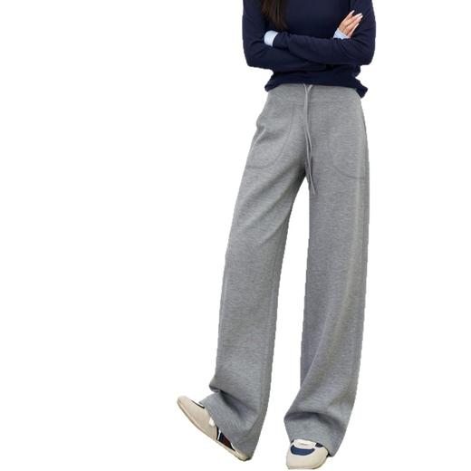 丁摩 【薄绒直筒裤】冬加绒加厚莫代尔窄版阔腿直筒高腰保暖休闲裤子5ZF-12293 商品图4