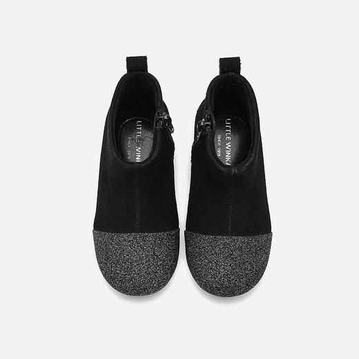 春节不打烊-西班牙LITTLE WINKAA优雅简约绒皮黑色绒面闪粉鞋头侧拉链冬款公主短靴 商品图4