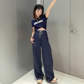 NB抽绳腰头慵懒休闲阔腿裤（蓝）春季 151080150321