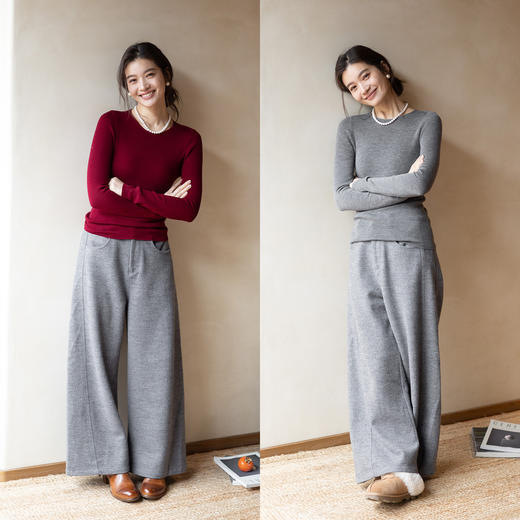 特绽放074朵/恰恰好打底衫·扬子纱圆领套头毛针织衫可机洗毛衫女 商品图3