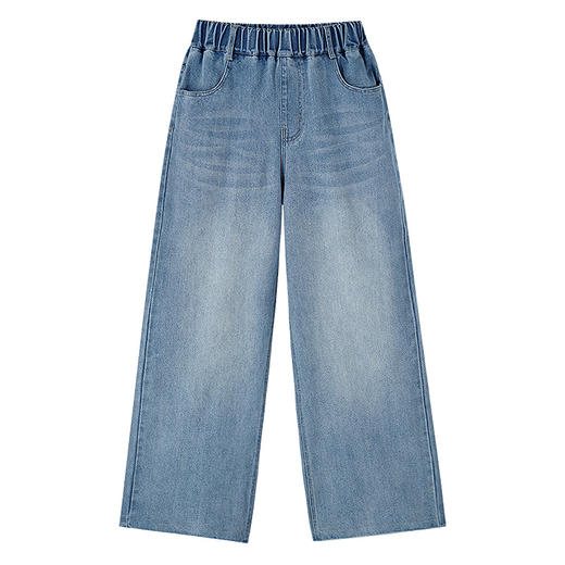 【棉弹垂感软牛仔】女童宽松阔腿牛仔单裤百搭裤子春季新款安奈儿童装EG616661 商品图5