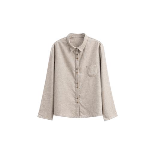 绽放055朵/牦牛绒棉混纺斜纹花纱绒感长袖衬衫文艺叠穿松弛感小衫 商品图4