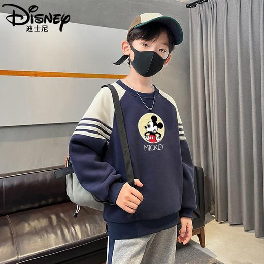 迪士尼男童加绒卫衣2024新款儿童上衣冬季一体绒加厚冬装大童衣服 商品图5