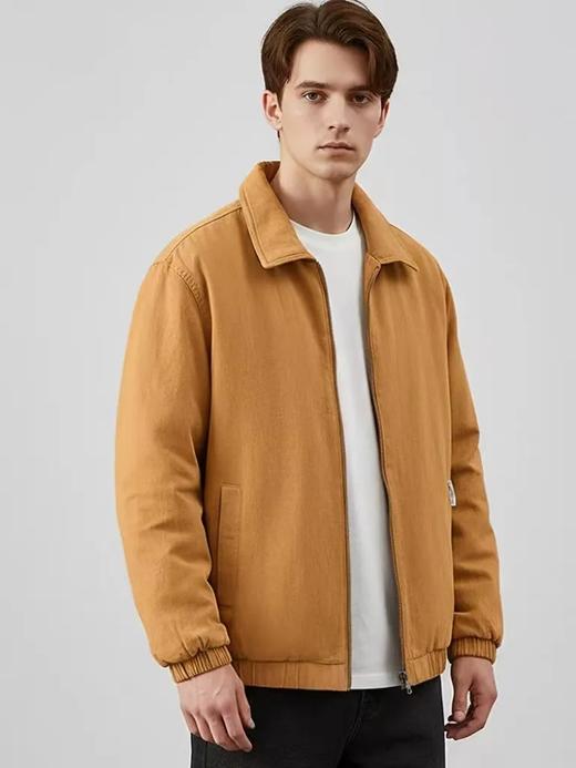 秋冬新款男装潮流时尚百搭翻领拉链夹克棉服宽松长袖棉衣外套 商品图0