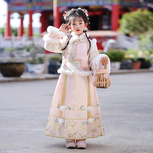 女童公主裙古装汉服拜年服，斗篷套装古风唐装（赠送发夹）XWN2890 商品图2
