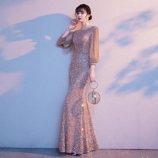 晚礼服高端新款亮片气质轻奢小众高端鱼尾敬酒服 商品图2