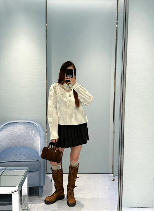 缪缪 最新款 短款条纹衬衣(KX*MM) 商品图4