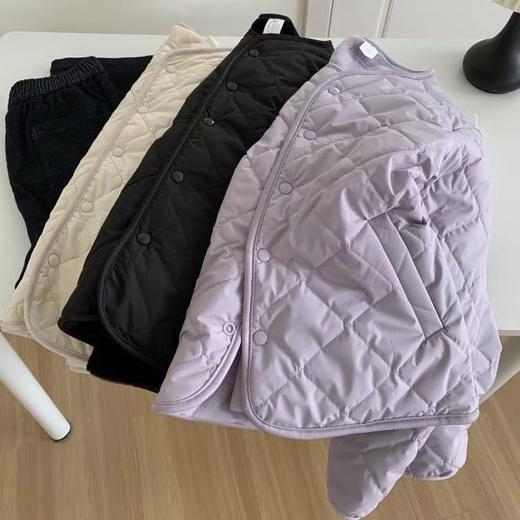 丁摩 两面穿保暖菱格棉服外套女冬季气质显瘦圆领加绒排扣羊毛夹层上衣5ZF-356 商品图2