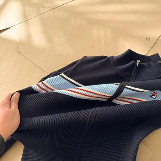 D123018秋冬季新款女子修身拼色拉链开衫外套编织衫毛衣 商品图7