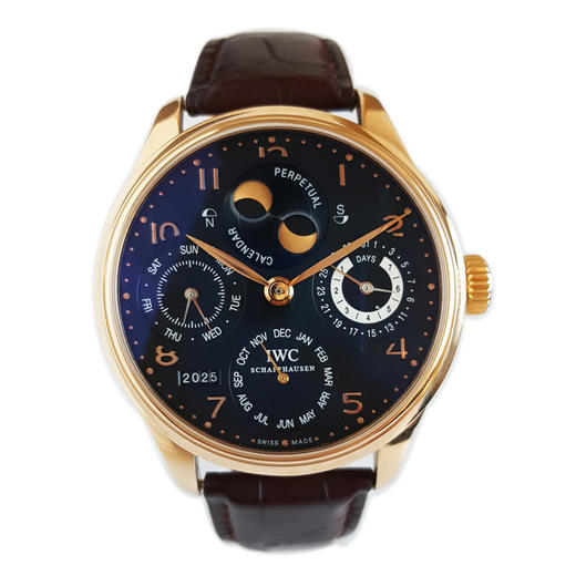【95新】IWC 万国IW502103自动机械机芯日期、星期、月份、月相、年份显示；动力储备显示；万年历44MM（男款）葡萄牙系列18K玫瑰金 021225TJ39 商品图0