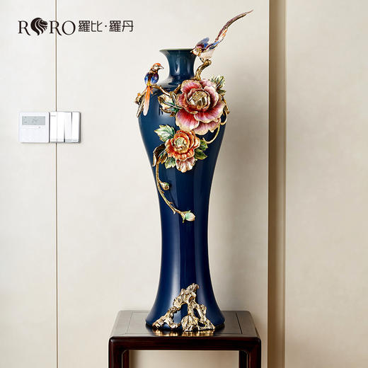 【彼达思】罗比罗丹富贵平安 大号 珐琅彩工艺花瓶 商品图0