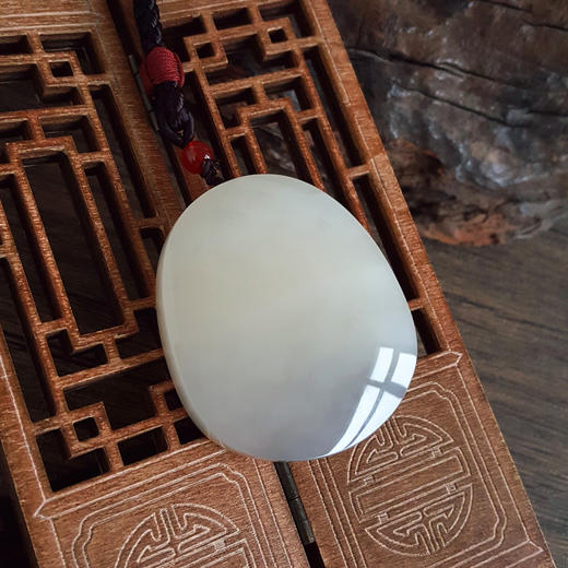【天然正品】天然青海料细腻油润度佳椭圆平安无事牌藕粉烟紫料和田玉吊坠项链52.4*46.0*14.2MM(皆取最大值) 171225NJS58 商品图2