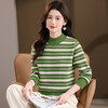 CC半高领条纹毛衣女秋冬季2025新款厚款保暖妈妈打底衫洋气内搭上衣 商品缩略图1