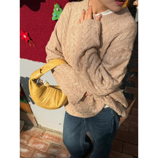 2512502    cariaggi 亮片麻花 宽松毛衣 羊绒羊毛 商品图4