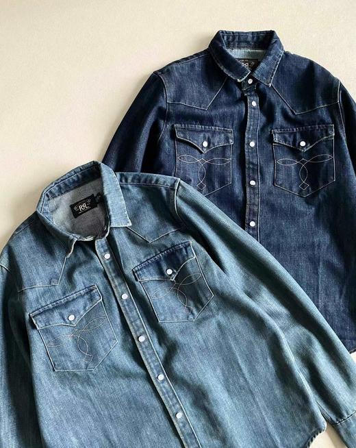 D123008传统美式工装风男士商务休闲牛仔衬衫 商品图4