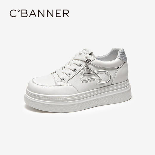 千百度厚底小白鞋女2026春季新款增高休闲板鞋松糕底轻便运动鞋A26180012 商品图1