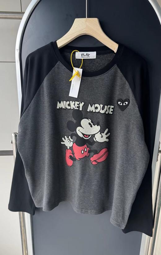 D123024休闲百搭黑色拼接撞色卡通印花长袖T恤上衣 商品图4