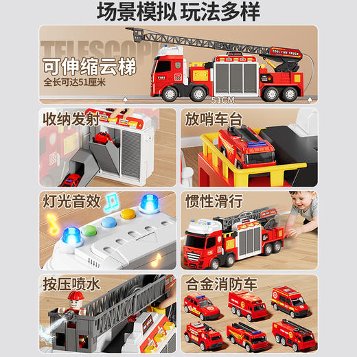 【新款儿童多功能救援消防车】滑行车仿真合金车模 送男女孩玩具新年礼物 商品图2