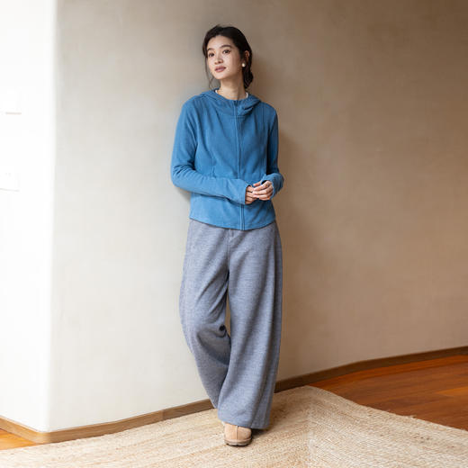 特绽放704朵/暖宝宝·德绒双面连帽显瘦开襟卫衣女冬保暖加厚上衣 商品图3