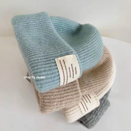 丁摩 含羊毛帽型巨好！针织毛线帽韩版秋冬保暖纯色大头围冷帽男女5ZF-26010 商品图1