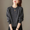 CC宽松短款毛衣女漂亮减龄上衣2025新款冬装灰色圆领保暖打底衫显瘦 商品缩略图2