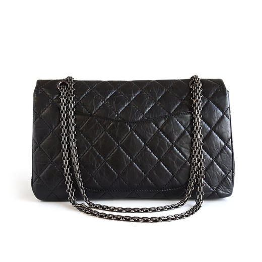 【95新】CHANEL香奈儿2.55A37590Y04150C3906大号31CM黑银牛皮2.55链条包单肩包女士 281225AK43 商品图3