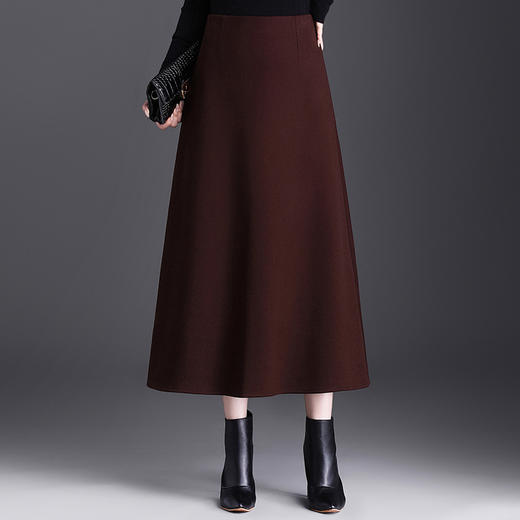 毛呢通勤A字裙垂坠感，显瘦高腰半身裙QYM-25131 商品图2