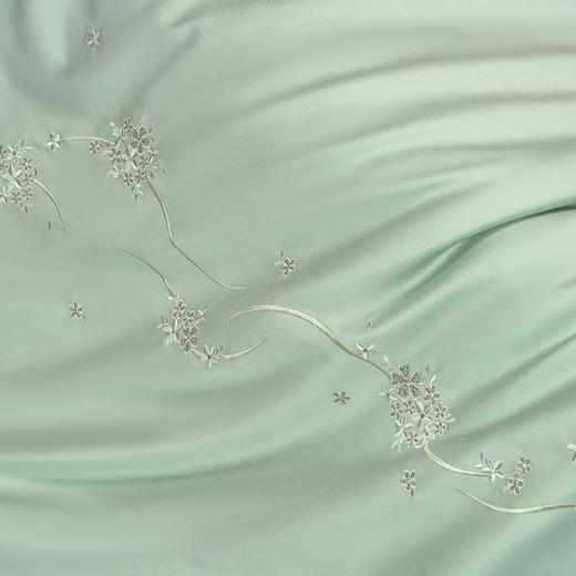 鎏金澳棉四件套 春樱漱雪（奶白绿） 商品图8