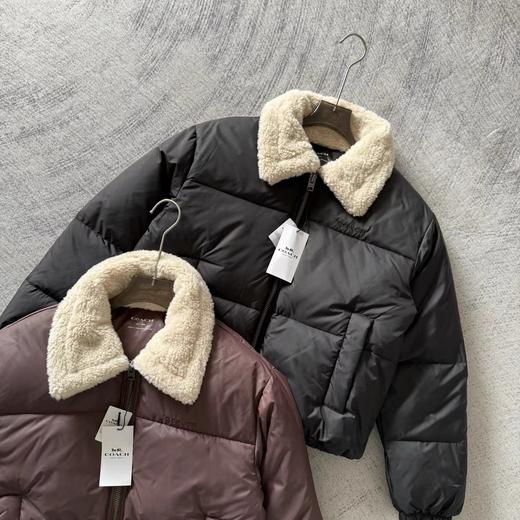 D123011新品女士羊羔毛领短款羽绒服外套保暖通勤 商品图3