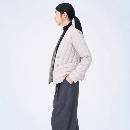 丁摩 高级感白鸭绒新款轻薄羽绒服女短款秋冬V领内胆显瘦洋气外套5ZF-8812 商品图4